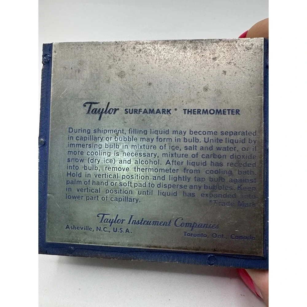Vintage Taylor‎ Surfamark Thermometer Printer Block For Packaging